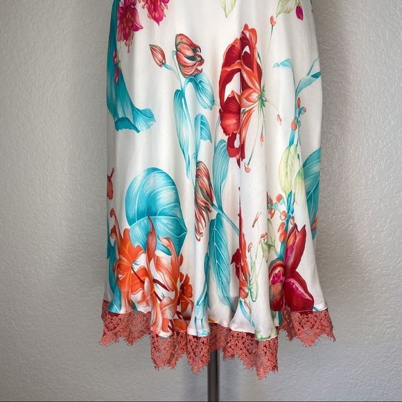 Carmen Marc Valvo Silk Floral Tropical Halter Rouched Dress Size 10 ✨NWT - Picture 5 of 9